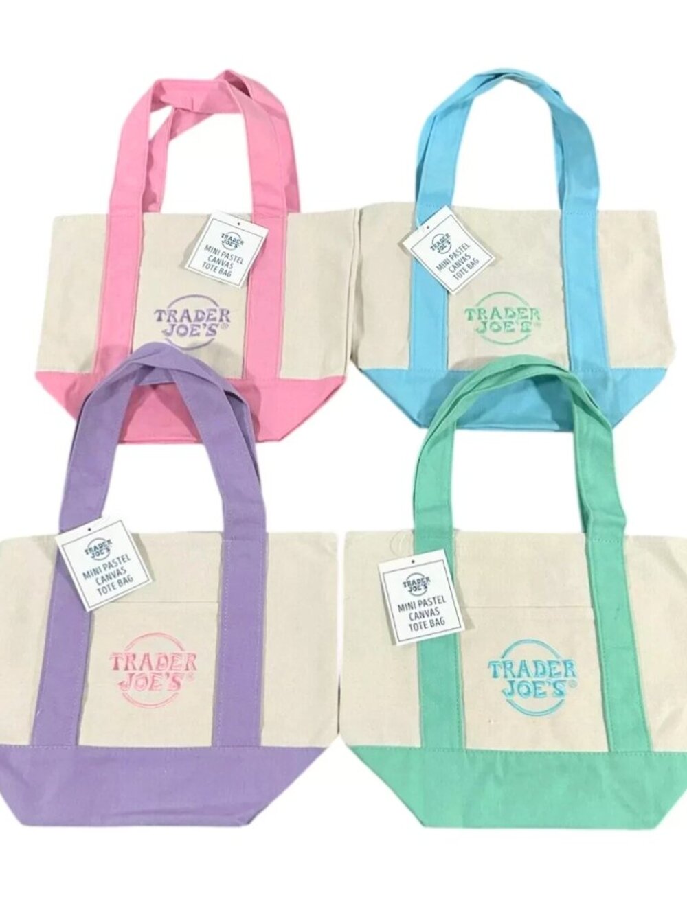 Trader Joe's Mini Totes Pastel NWT
